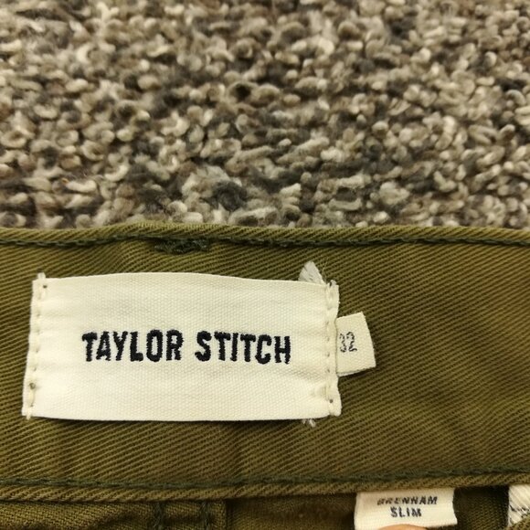 Taylor Stitch Pants Brenham Slim Chino Flat Front Green Mens 32x36 *Flaw - Picture 3 of 14